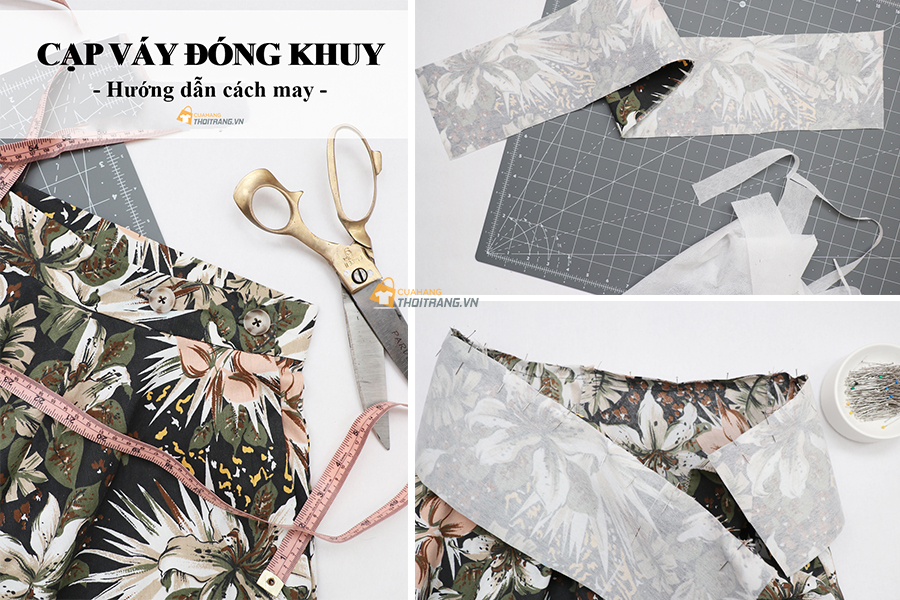 Chân váy cạp cao: Hướng dẫn cách may cạp váy cài khuy